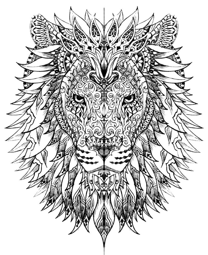 Название: Раскраска Симметричный лев. Категория: Фэнтези. Теги: Антистресс.