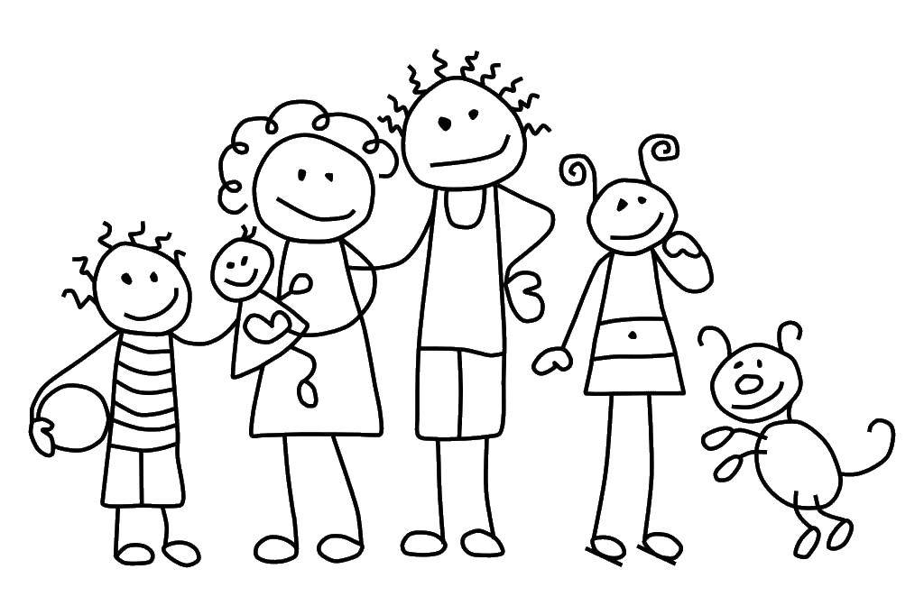 Coloring Funny family. Category Family members. Tags:  Family, parents, children.