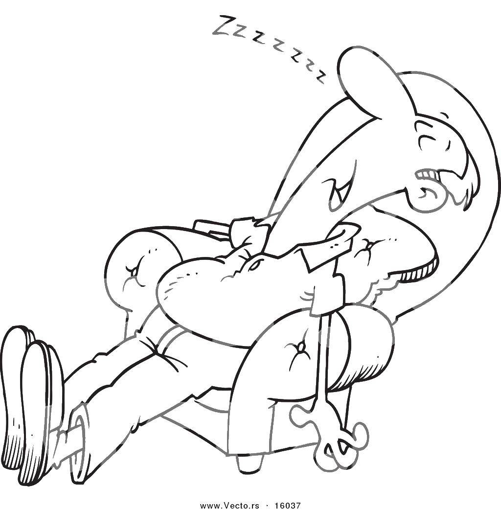Coloring Sleep in the chair. Category Sleep. Tags:  sleep, chair.