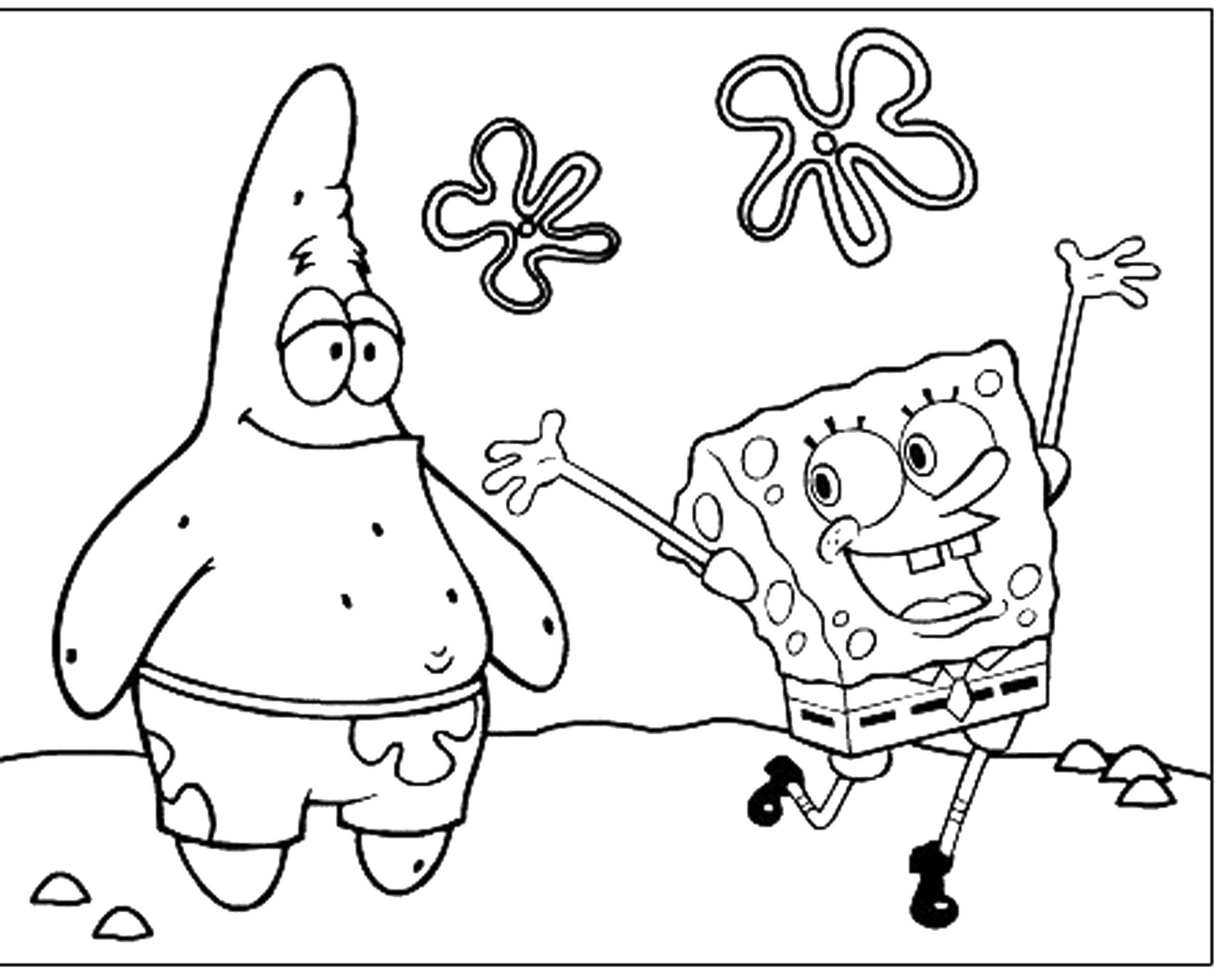 Coloring Spongebob and Patrick have fun. Category Spongebob. Tags:  Cartoon character.