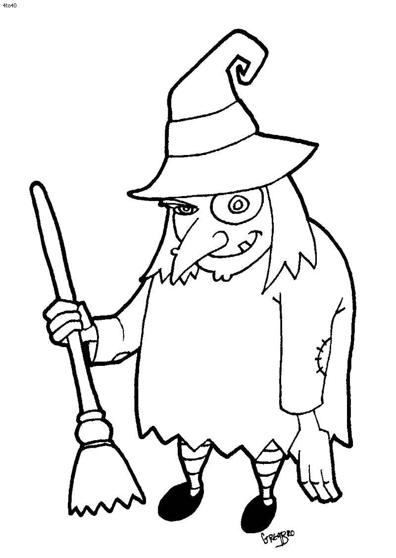 Coloring The old witch. Category witch. Tags:  witches broom.
