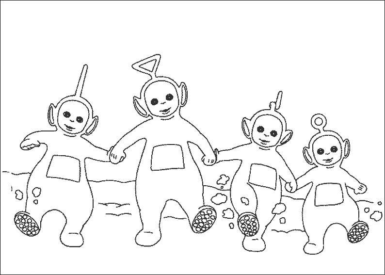 Coloring The Teletubbies walk. Category cartoons. Tags:  Cartoon character.