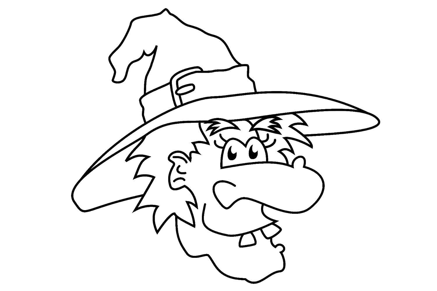 Coloring Witch hat. Category witch. Tags:  witch face, hat.