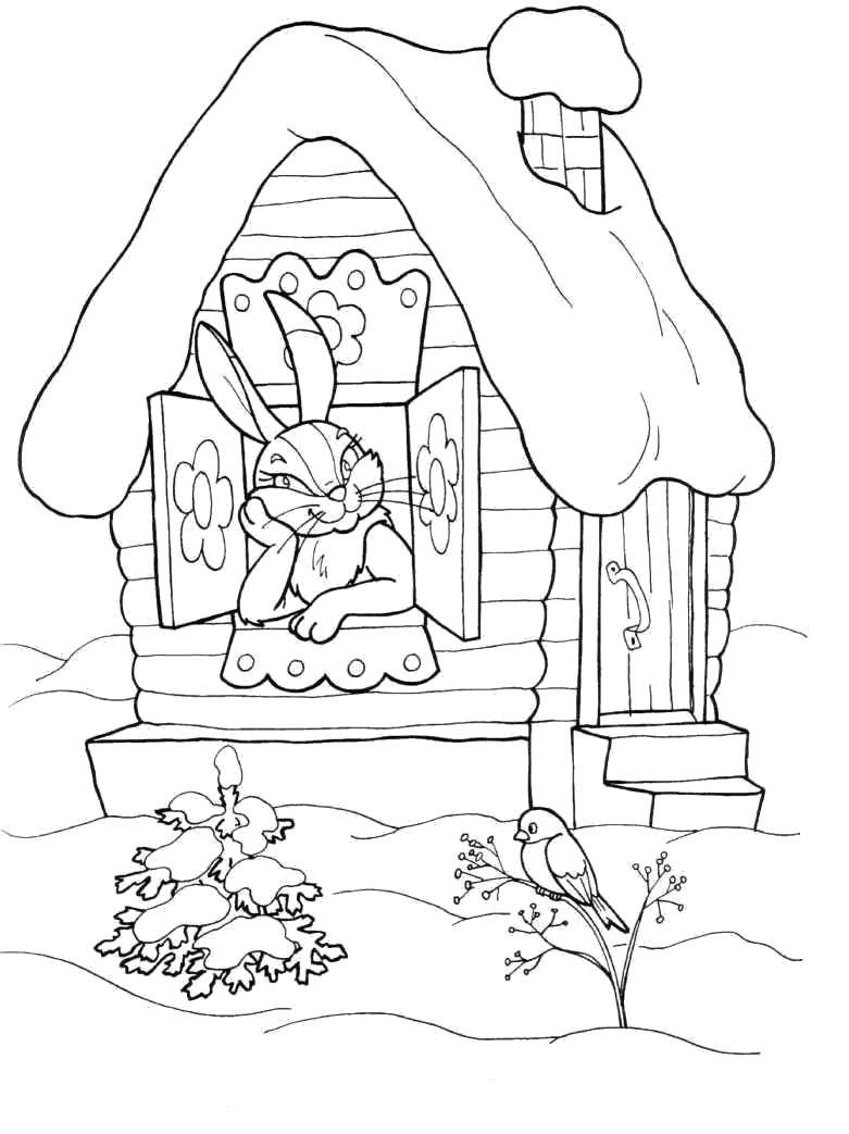Coloring Bunny in the mansion. Category the chamber . Tags:  The Tale, Teremok .