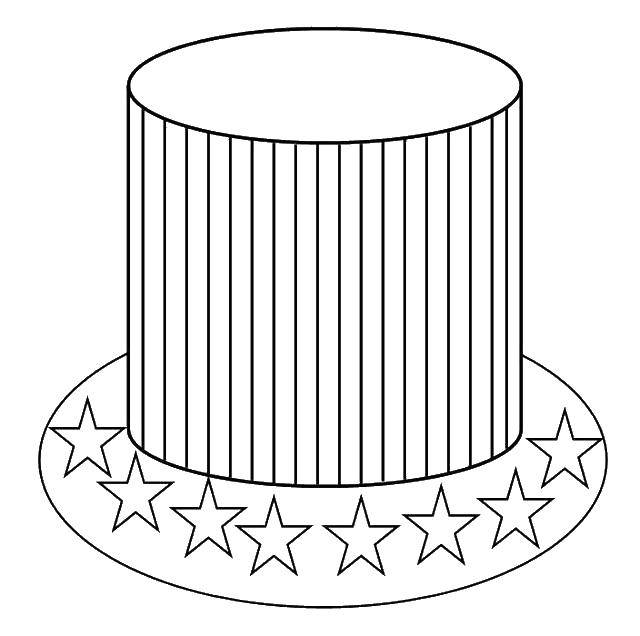 Coloring American hat. Category USA . Tags:  America, USA, flag.