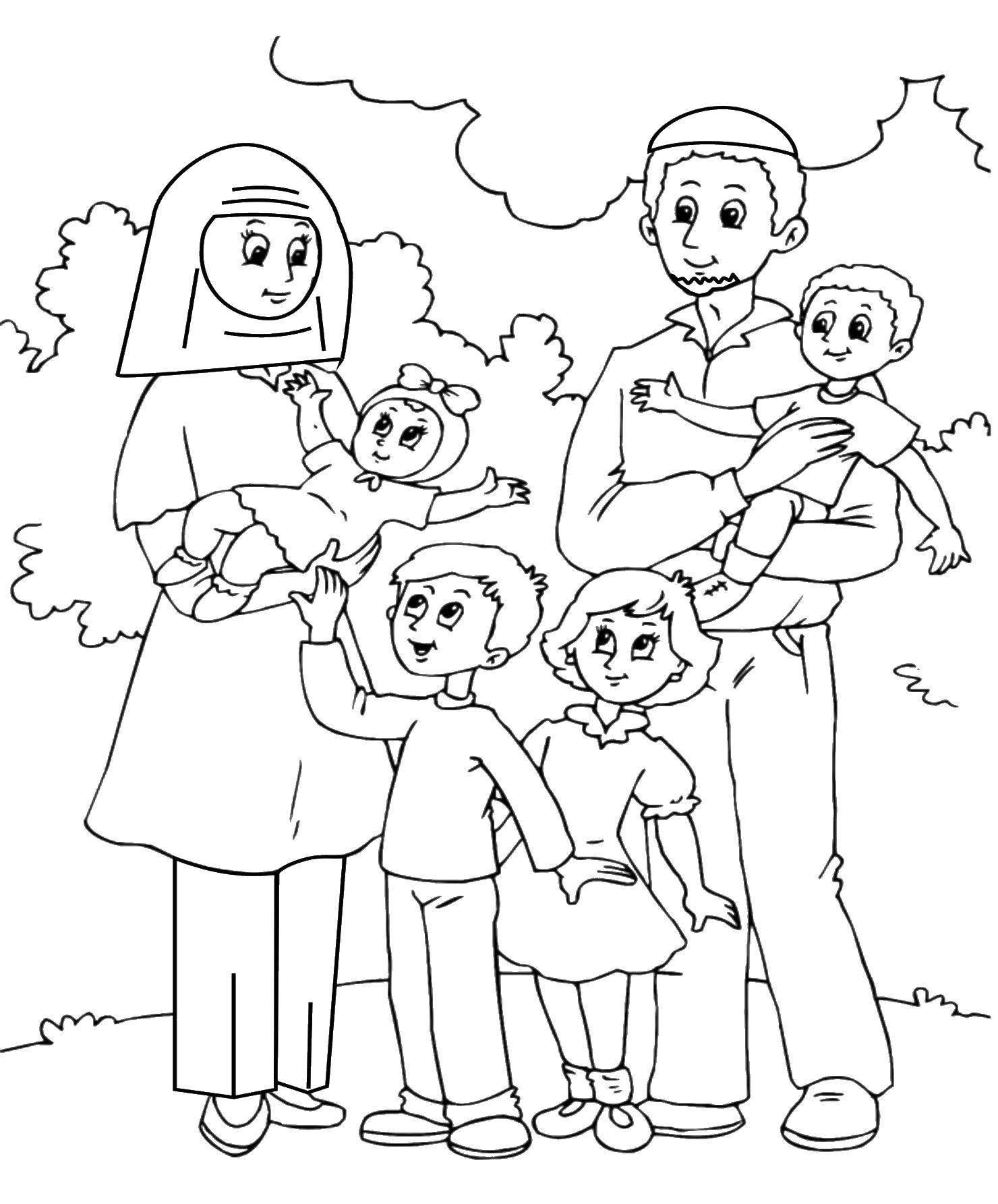 Coloring Big large family. Category Family members. Tags:  family, families, children.