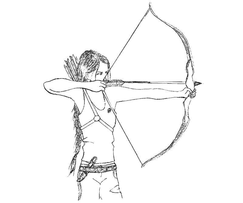 Название: Раскраска Девушка с луком. Категория: девушка. Теги: девушка, лук, стрела.