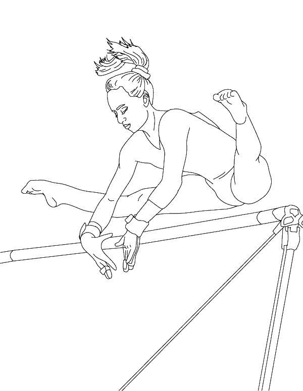 Coloring Gymnastics on uneven bars. Category gymnastics. Tags:  gymnastics, gymnast, sports.