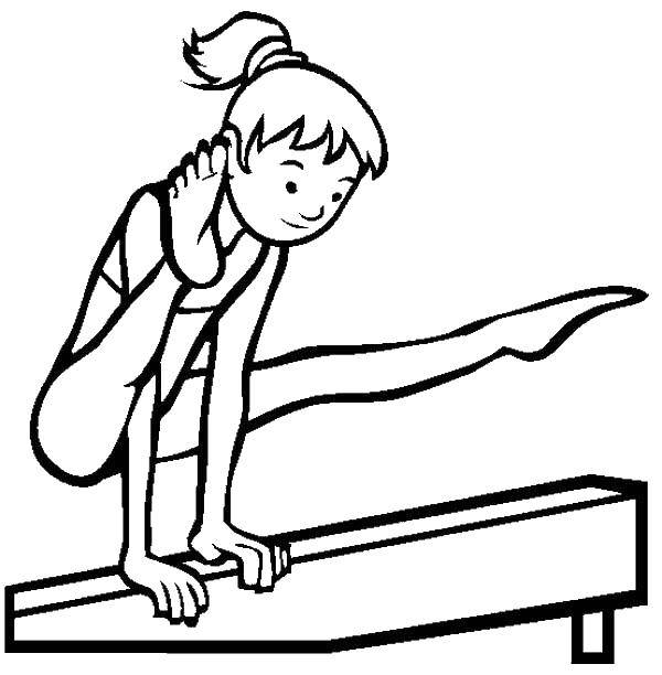 Coloring Gymnast on balance beam. Category gymnastics. Tags:  gymnastics, gymnast, balance beam, sport.