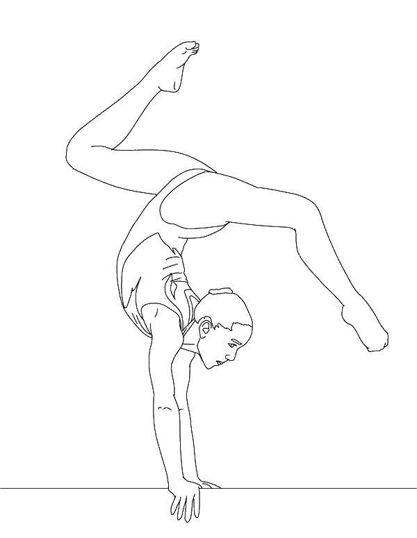 Coloring Gymnast in the competition. Category gymnastics. Tags:  Sports, gymnastics.
