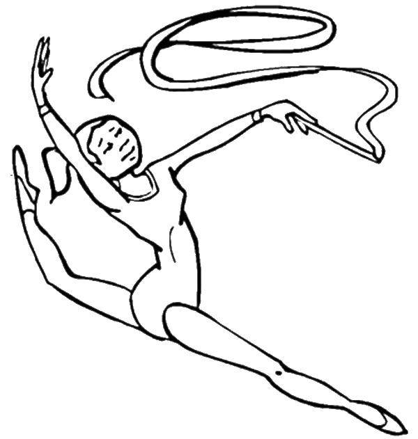 Coloring Gymnast with ribbon. Category gymnastics. Tags:  sports, gymnastics.
