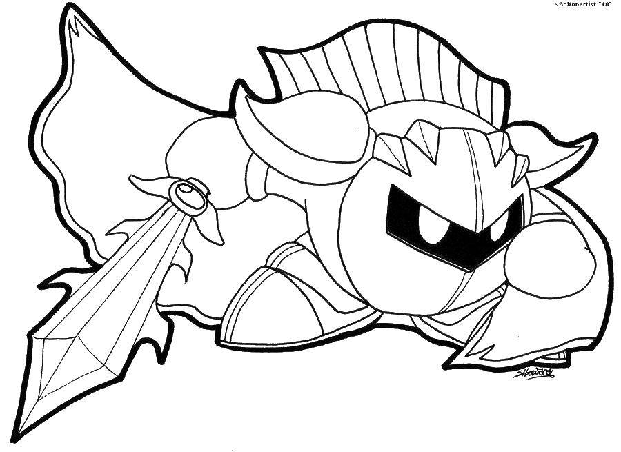 Coloring Kirby in armor. Category Kirby. Tags:  Kirby, cartoons.