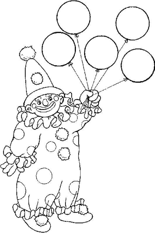 Coloring Clown with balloons. Category Clowns. Tags:  clowns, clown.