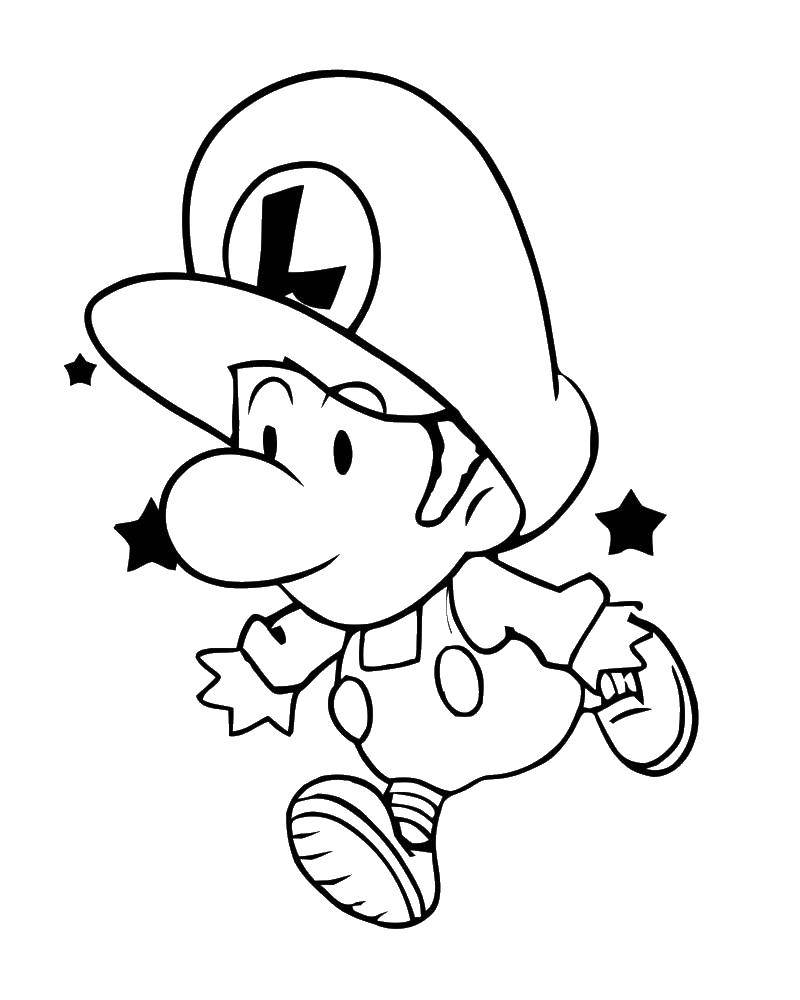 Название: Раскраска Маленький луиджи. Категория: Персонаж из игры. Теги: Игры, Марио.