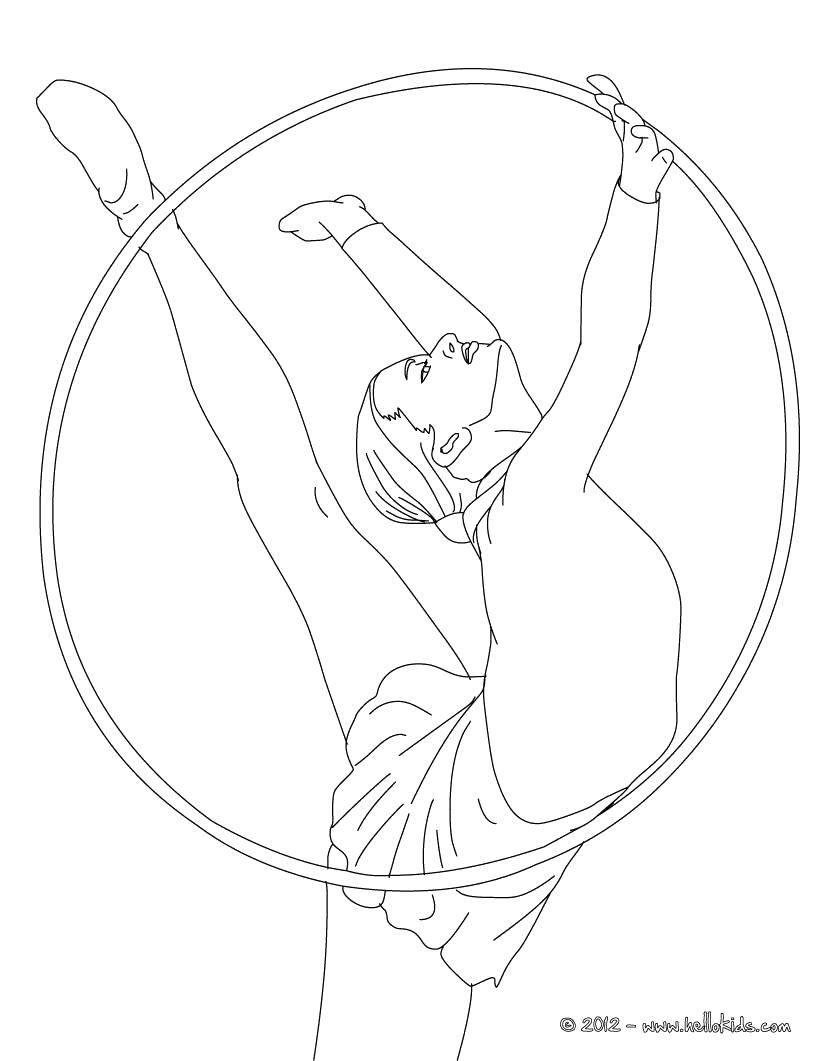Coloring Hoop gymnasts at competitions. Category gymnastics. Tags:  Sports, gymnastics.