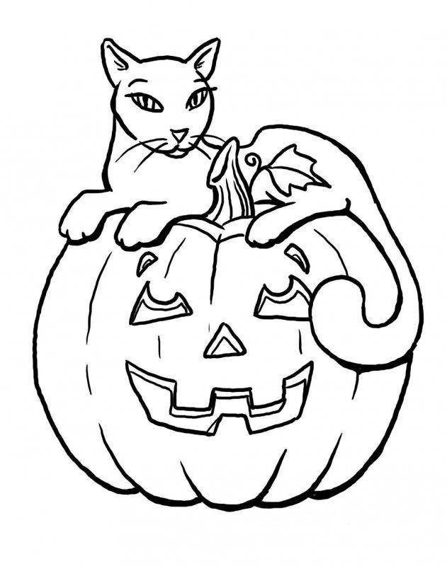 Coloring Drawing a cat on Halloween. Category Pets allowed. Tags:  Halloween, cat.