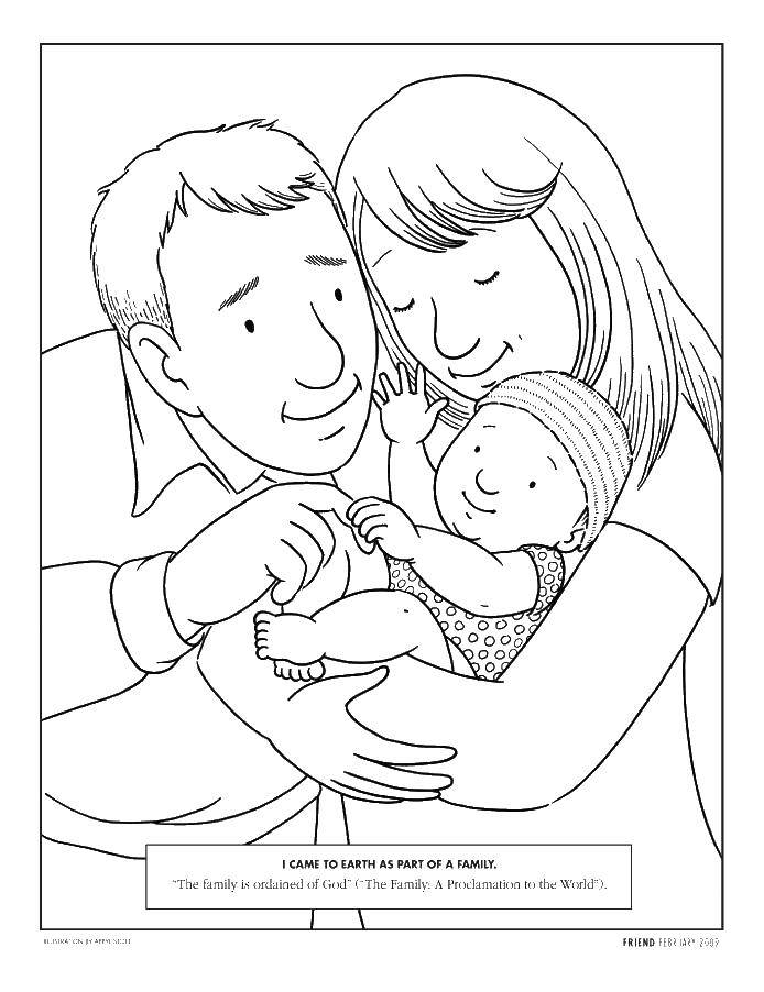 Coloring The parents and the newborn. Category Family. Tags:  family, children, parents.
