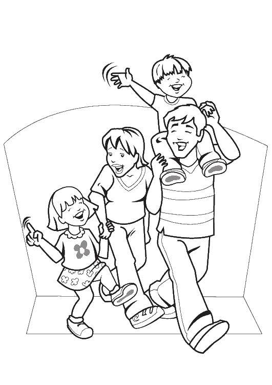 Coloring Happy family.. Category Family. Tags:  family, children, parents.