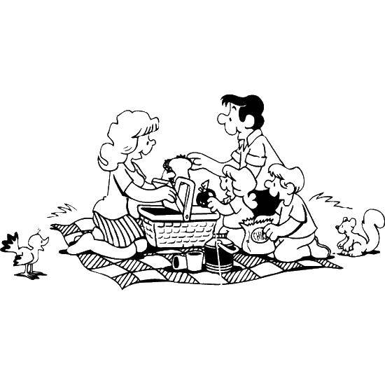 Название: Раскраска Семейный пикник. Категория: Семья. Теги: семья, пикник.