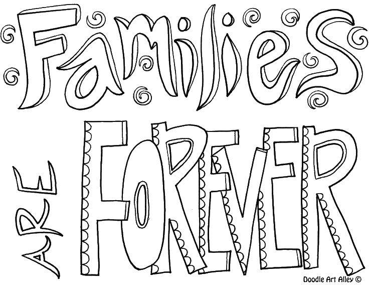 Coloring Family forever. Category coloring. Tags:  inscriptions, English.