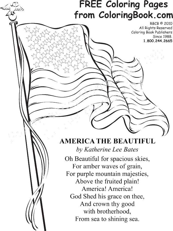Название: Раскраска Стих про америку. Категория: США. Теги: США, Америка, флаг.