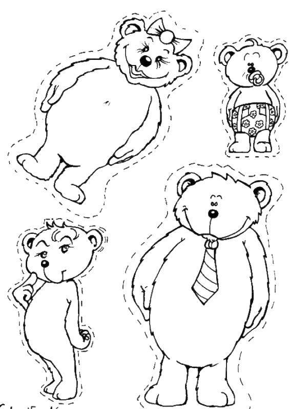 Название: Раскраска Вырежи картинки медведей. Категория: раскраски. Теги: мишки, медведи.