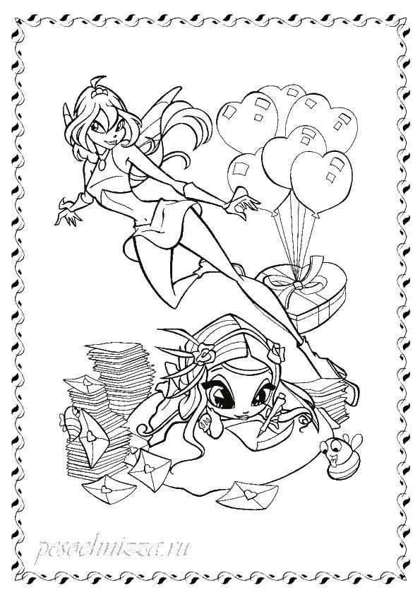 Coloring Winx fairies. Category Winx. Tags:  fairies , wings, girls, winx.