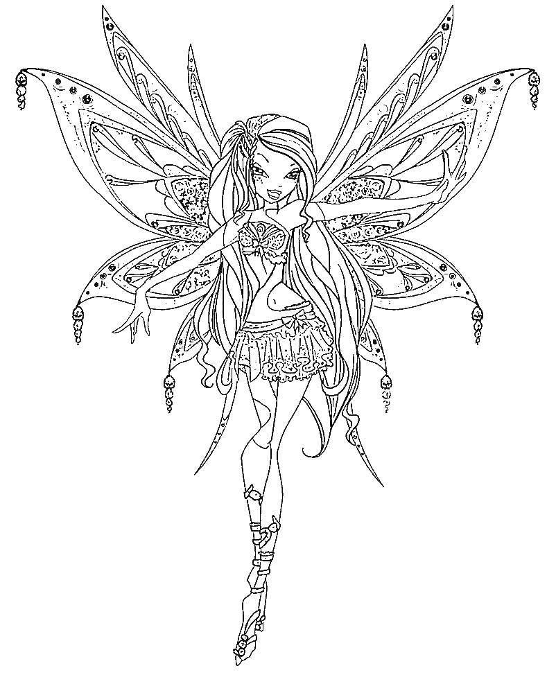 Coloring Beautiful fairy. Category fairies. Tags:  fairies , wings, beauty, girls.
