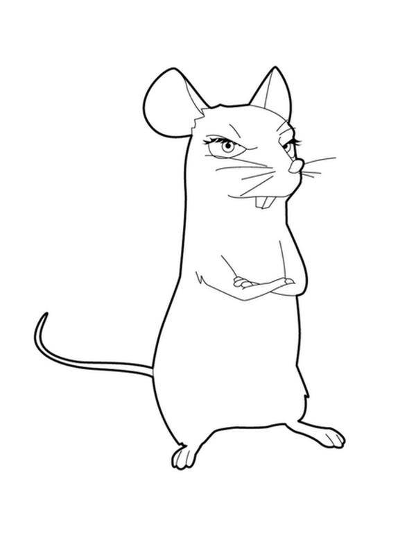 Название: Раскраска Рисунок злая мышь. Категория: домашние животные. Теги: мышка.