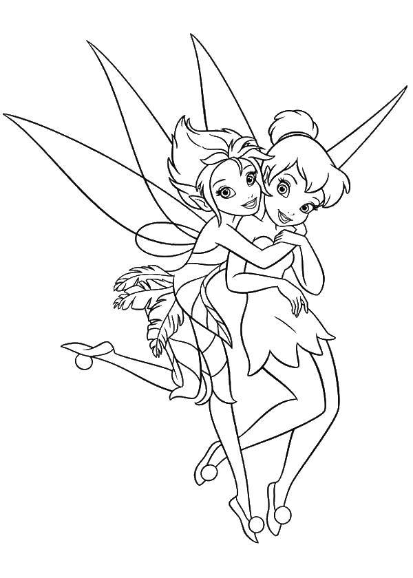 Coloring Two fairies. Category fairies. Tags:  fairies , wings, girls.