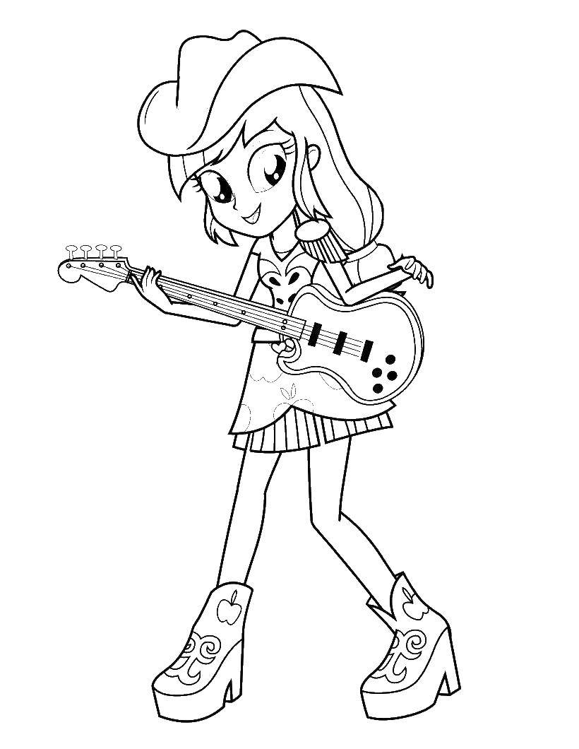 Название: Раскраска Кантри-девочка с гитарой. Категория: раскраски для девочек. Теги: девочка, кантри, певица, гитара.