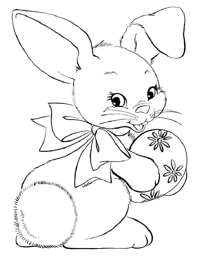 Название: Раскраска Пасхальный заяц. Категория: Животные. Теги: животные, заяц, яйцо, пасха.