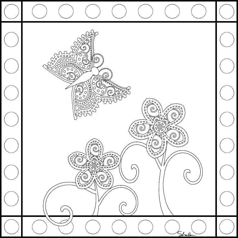 Coloring Butterfly and flowers. Category flowers. Tags:  butterfly, flowers.