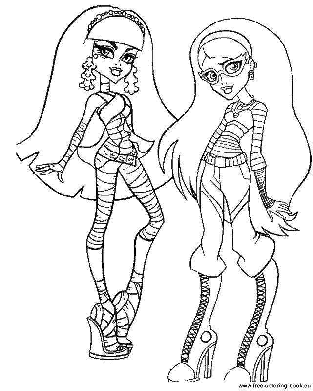 Coloring Cleo de Nile, ghoulia, yelps. Category coloring pages for girls. Tags:  Cleo de Nile, ghoulia, Yelps, monster high.