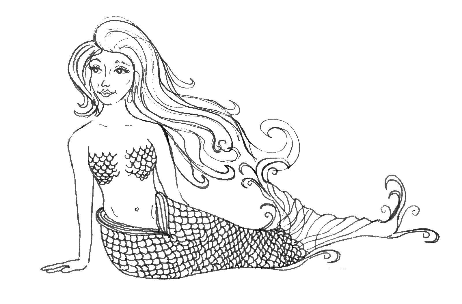 Coloring Mermaid in the underwater Kingdom. Category marine. Tags:  Underwater world, mermaid.