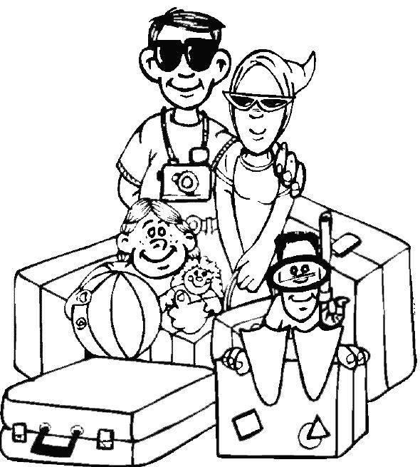 Coloring Family goes on vacation. Category Family. Tags:  Family, parents, children, recreation.