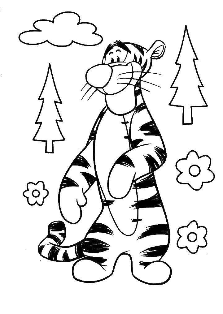 Coloring Tiger from Winnie the Pooh . Category Disney coloring pages. Tags:  Disney, Winnie the Pooh , tiger.