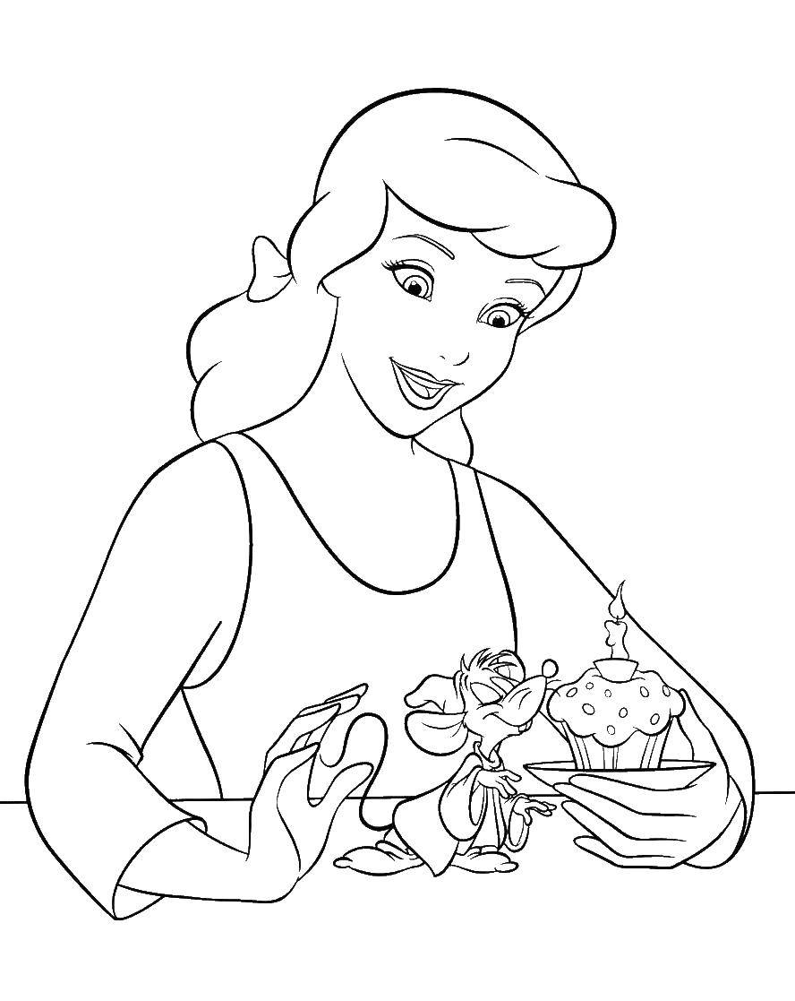 Coloring Cinderella feeds the mouse. Category Disney coloring pages. Tags:  Disney, Cinderella.
