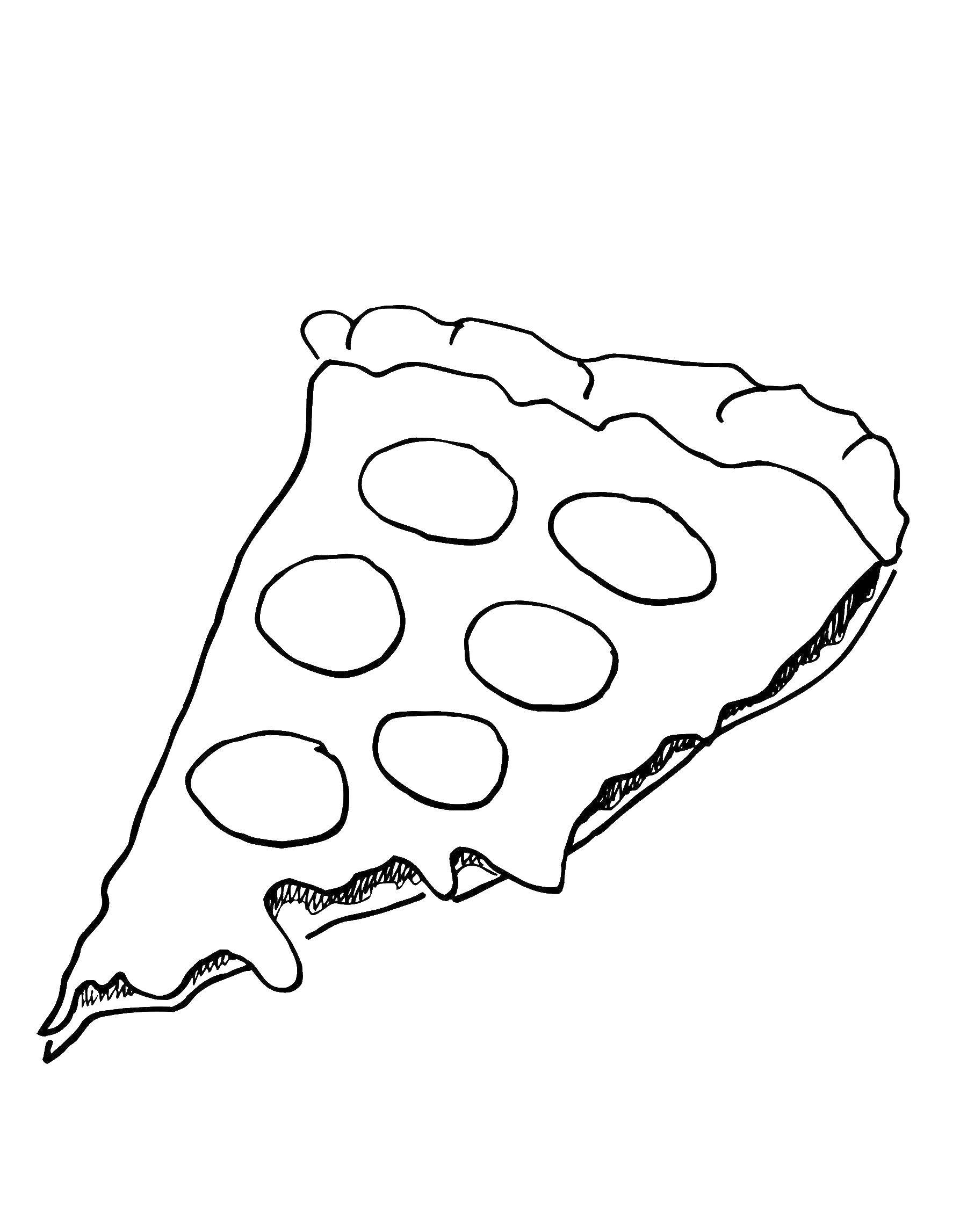 Розмальовки  Шматочок піци. Завантажити розмальовку піца.  Роздрукувати ,Їжа,