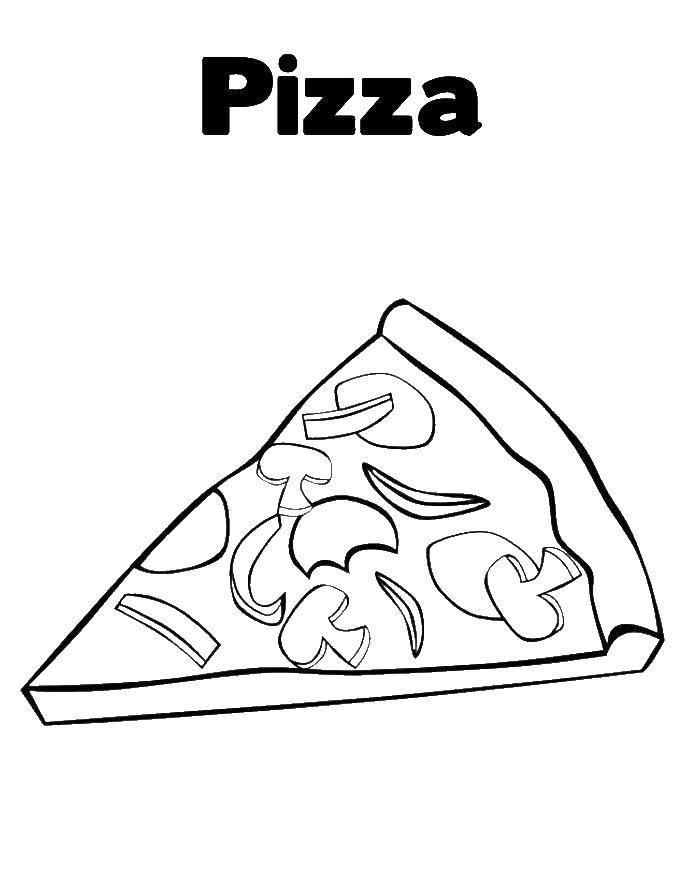 Розмальовки  Шматочок піци. Завантажити розмальовку піца, їжа.  Роздрукувати ,Їжа,