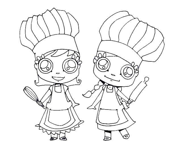 Опис: розмальовки  Кухаря. Категорія: Готуємо їжу. Теги:  дівчата, їжа, кухаря.