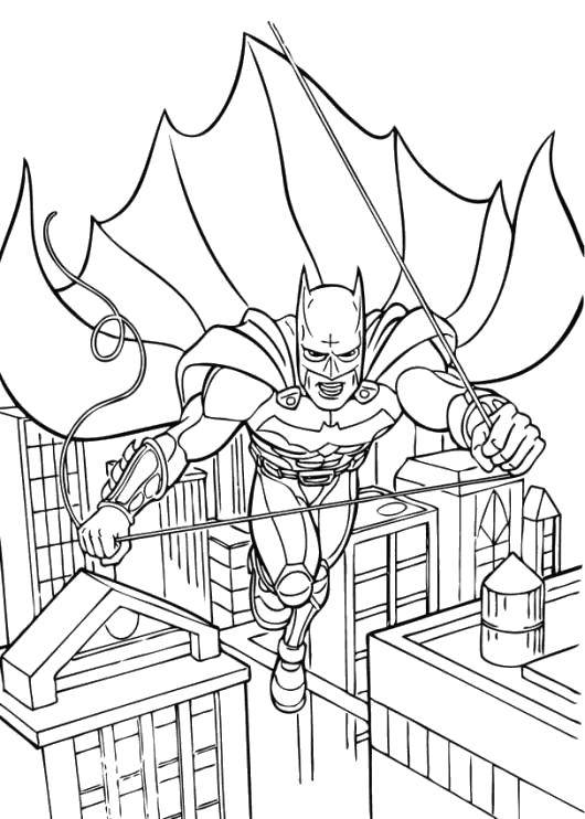 Название: Раскраска Бэтмэн спасает город. Категория: Комиксы. Теги: Комиксы, БэтМэн.