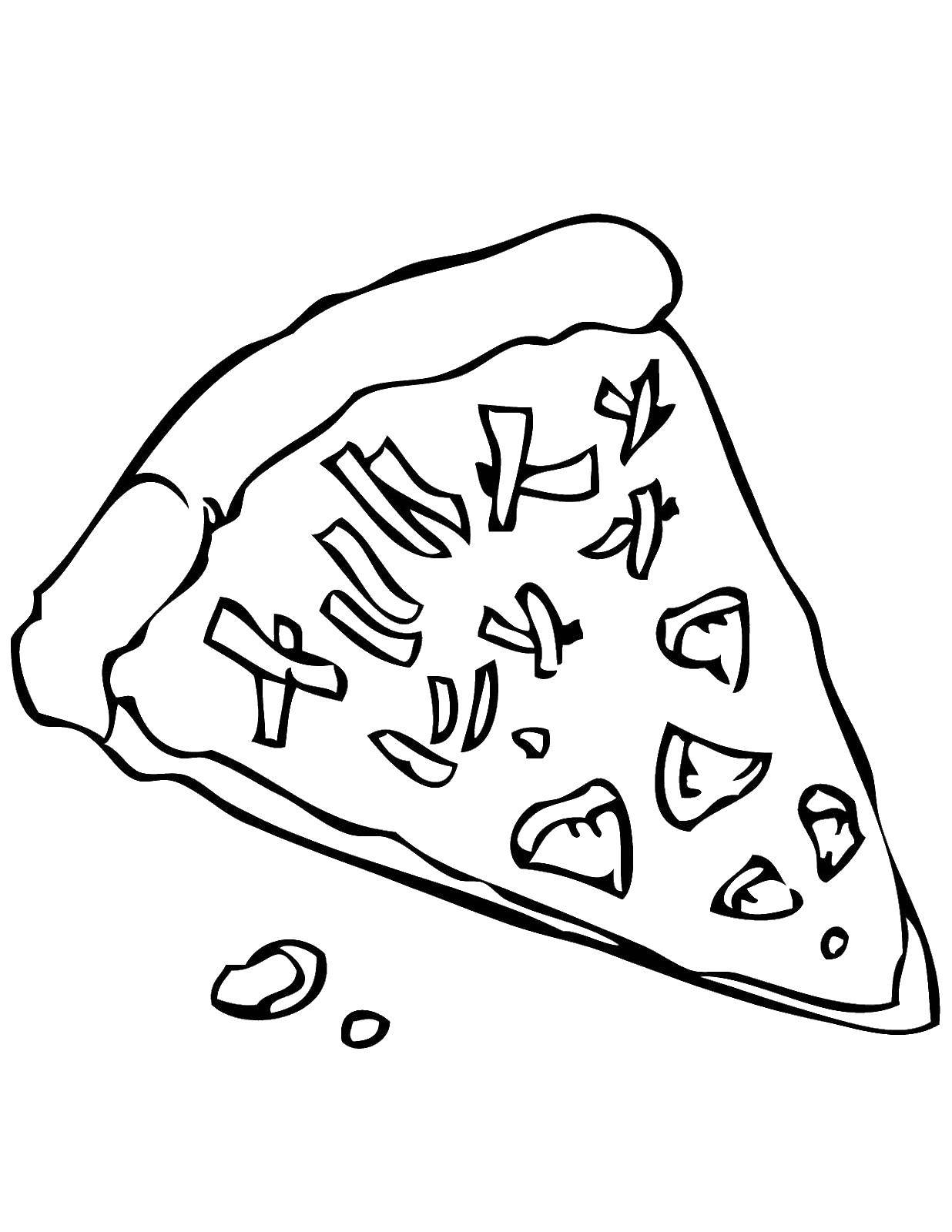 Название: Раскраска Кусочек пиццы. Категория: Еда. Теги: пицца, еда.