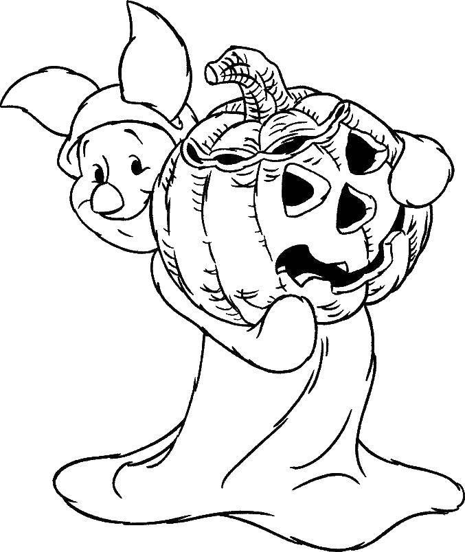 Coloring Piglet is carrying a pumpkin. Category Disney cartoons. Tags:  Winnie the Pooh, Piglet.