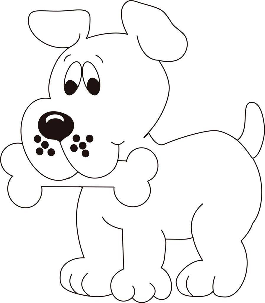 Название: Раскраска Рисунок собачка с косточкой. Категория: домашние животные. Теги: собака.