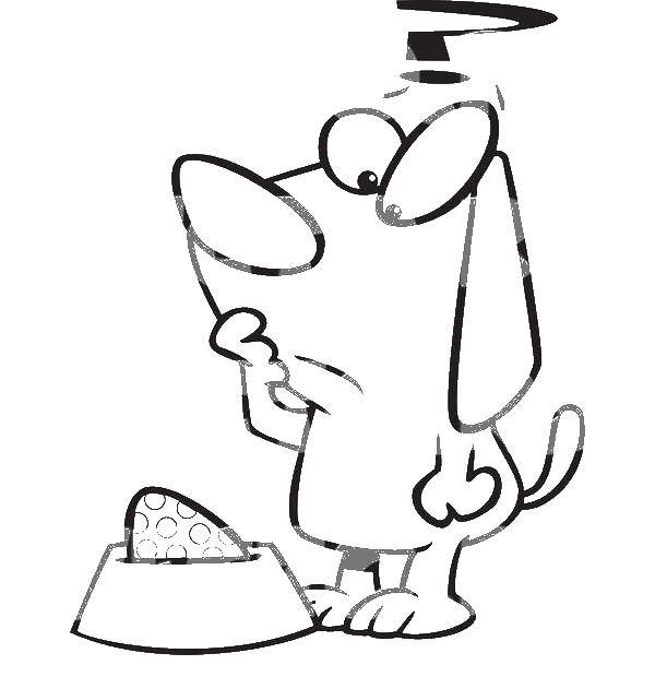 Название: Раскраска Собака и миска с пасхальным яйцом. Категория: собаки. Теги: собака.