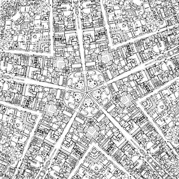 Розмальовки  Карта міста. Завантажити розмальовку місто.  Роздрукувати ,Місто,