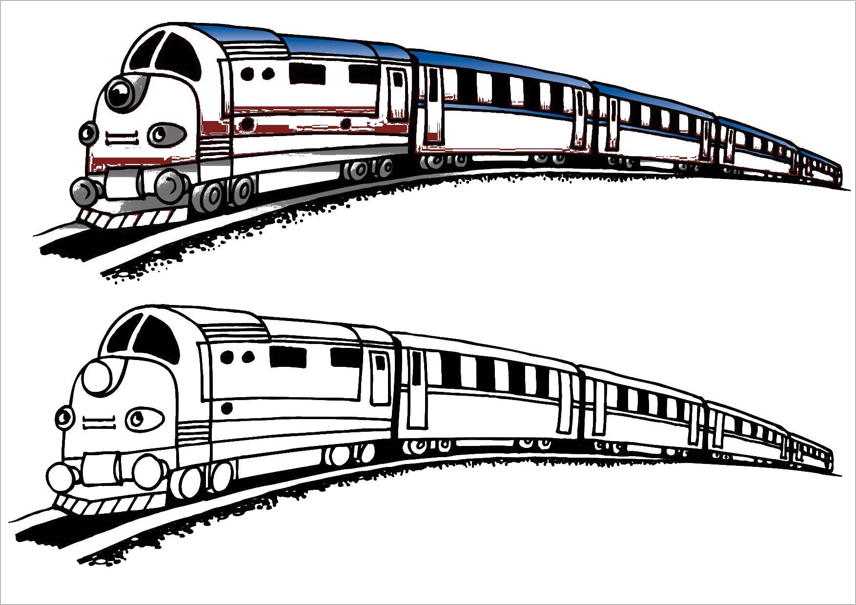 Розмальовки  Поїзд з вагонами. Завантажити розмальовку Поїзд.  Роздрукувати ,поїзд,