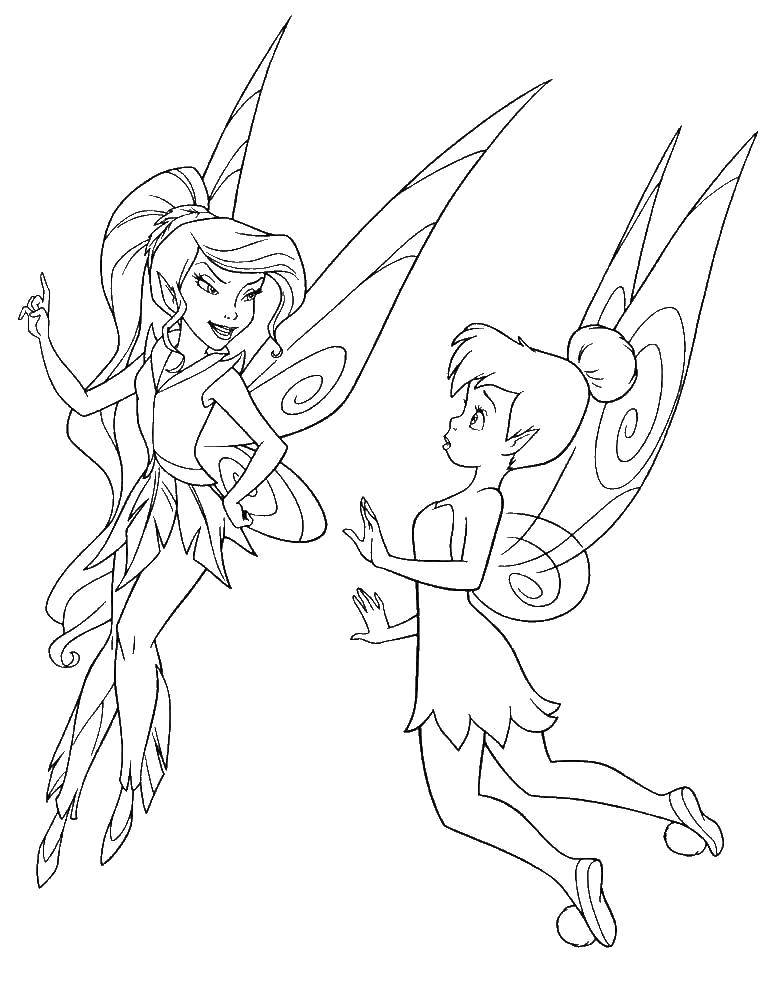 Coloring Tinker bell and vidia from disney fairies . Category fairies. Tags:  Fairy, tale.