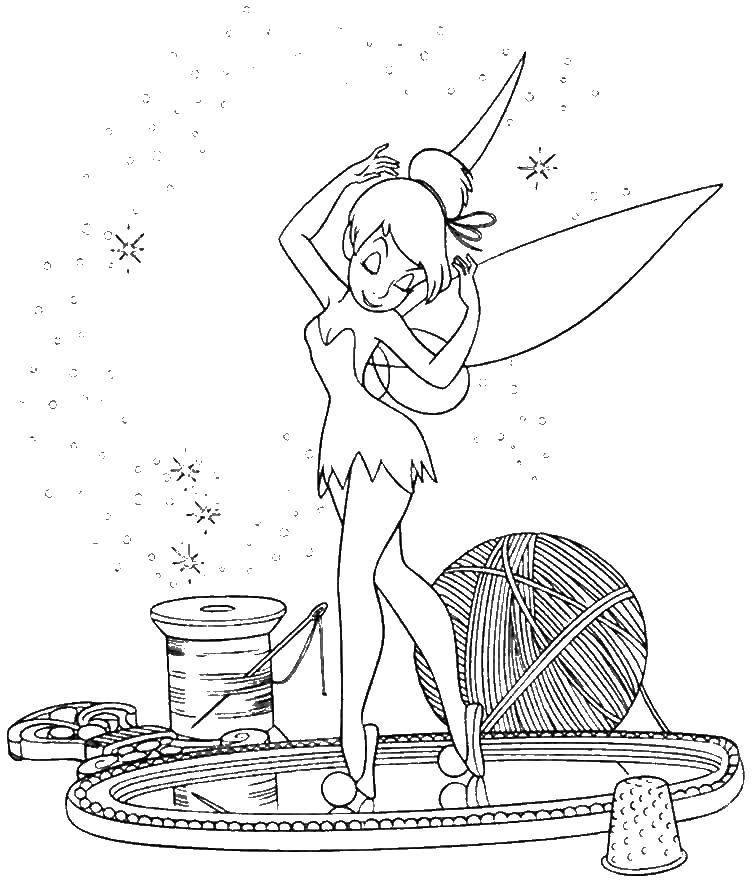 Coloring Tinker bell dancing. Category Disney cartoons. Tags:  fairy, Dindin.
